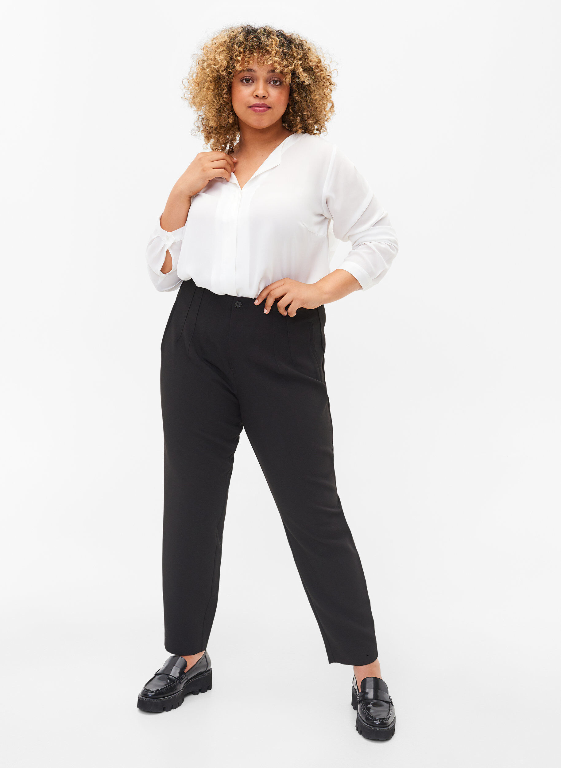 ZizziKlassische Hose mit hoher Taille, Schwarz, Model image number 0