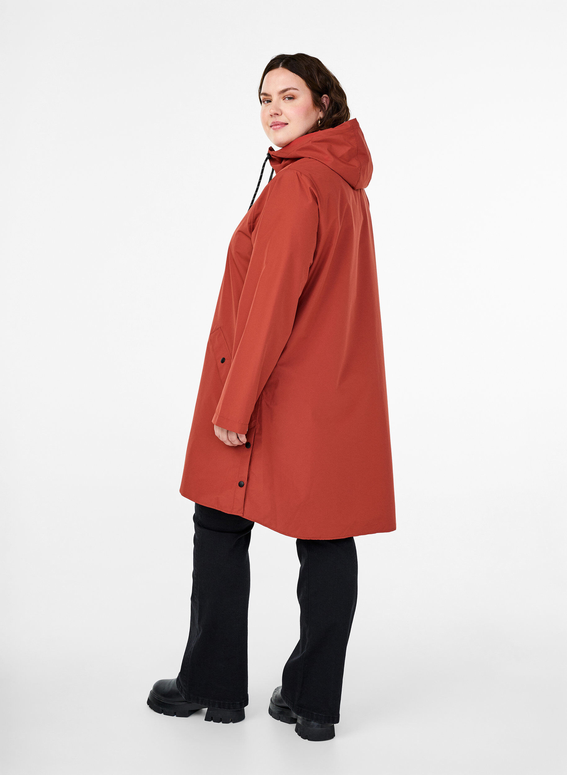 ZizziRegenjacke mit Taschen und Kapuze, Rot, Model image number 2