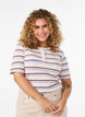 Ripp-T-Shirt mit Streifen und Knopfdetail, lila, Model image number 0