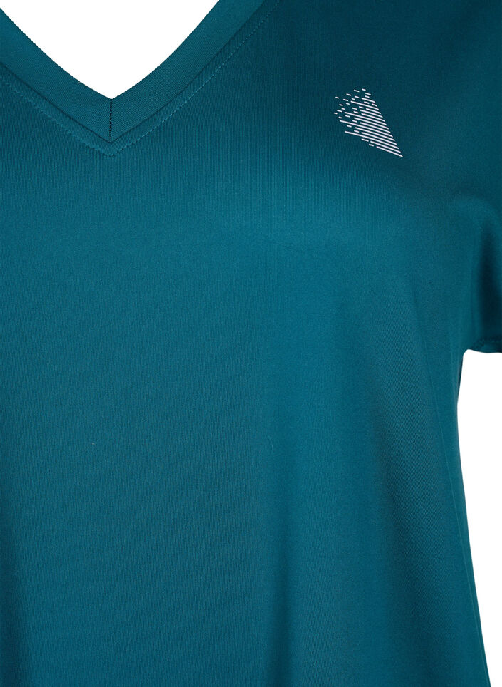 Lockeres Trainings-T-Shirt mit V-Ausschnitt, Gr&uuml;n, Packshot image number 2