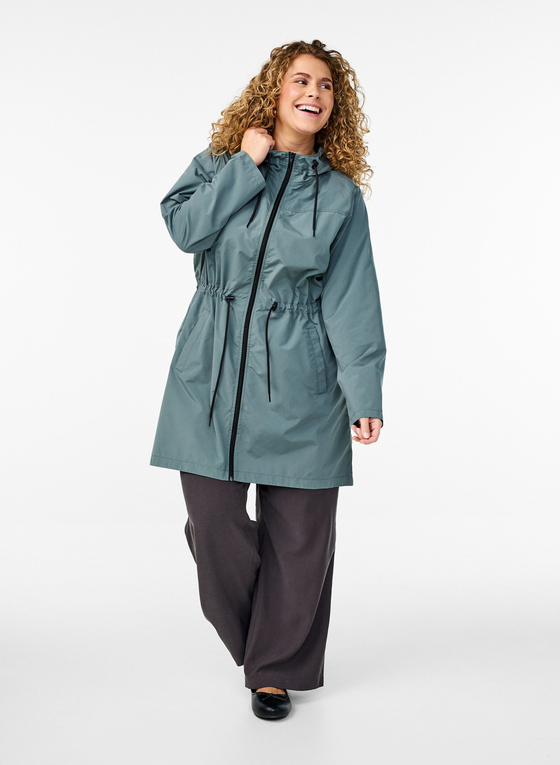 ZizziLeichter Parka mit Kapuze, Gr&uuml;n, Model image number 1