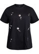 T-Shirt mit Pailletten-Blumen, Schwarz, Packshot image number 0