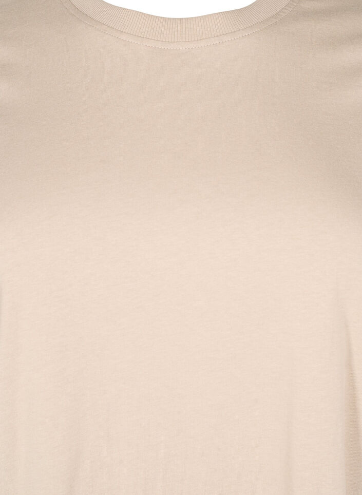 Basic-T-Shirt aus Baumwolle mit Rundhalsausschnitt, Beige, Packshot image number 2