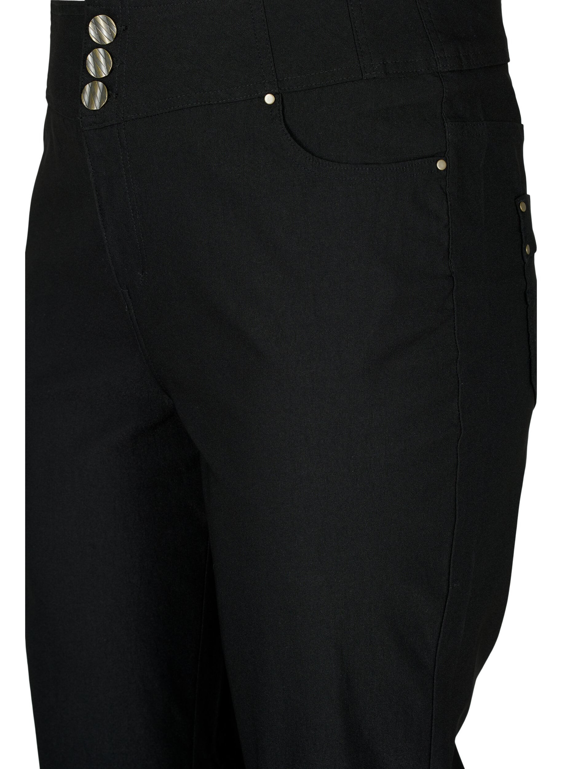 ZizziEng anliegende Capri-Hose mit hoher Taille, Black, Packshot image number 2