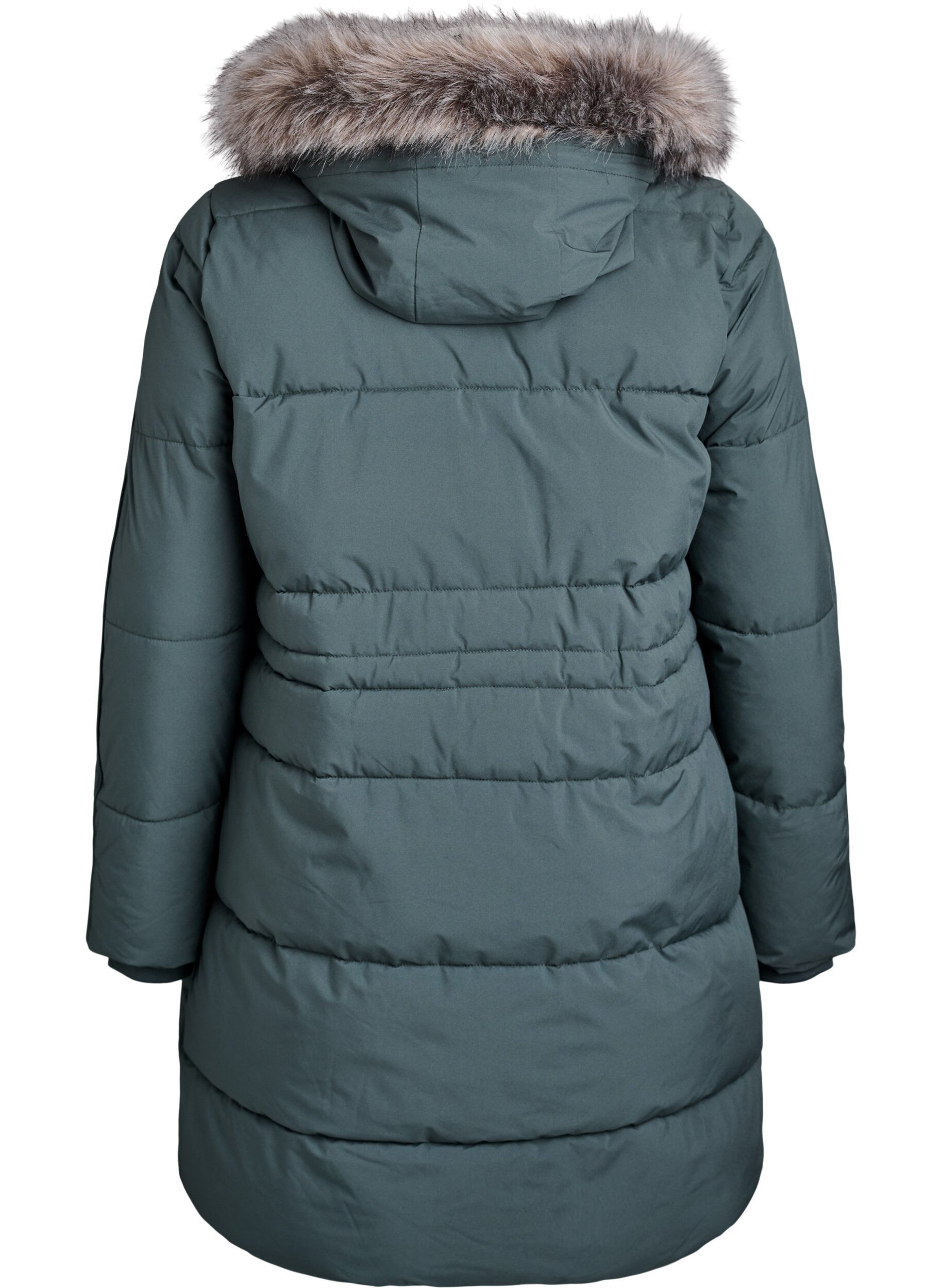 ZizziWasserabweisender Parka mit Kunstpelzkragen, Gr&uuml;n, Packshot image number 1