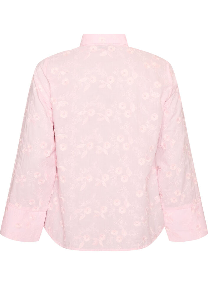 Hemd mit floraler Stickerei und weiten &Auml;rmeln, Pink, Packshot image number 1