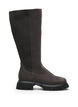 Hoher Stiefel aus Wildlederimitat mit gerippten Eins&auml;tzen, Braun, Packshot image number 0