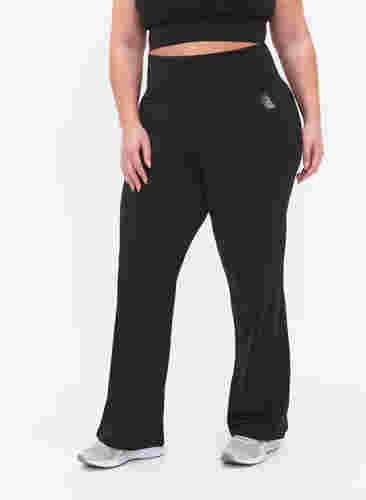 Flared Trainingstights mit hoher Taille, Black, Model image number 2