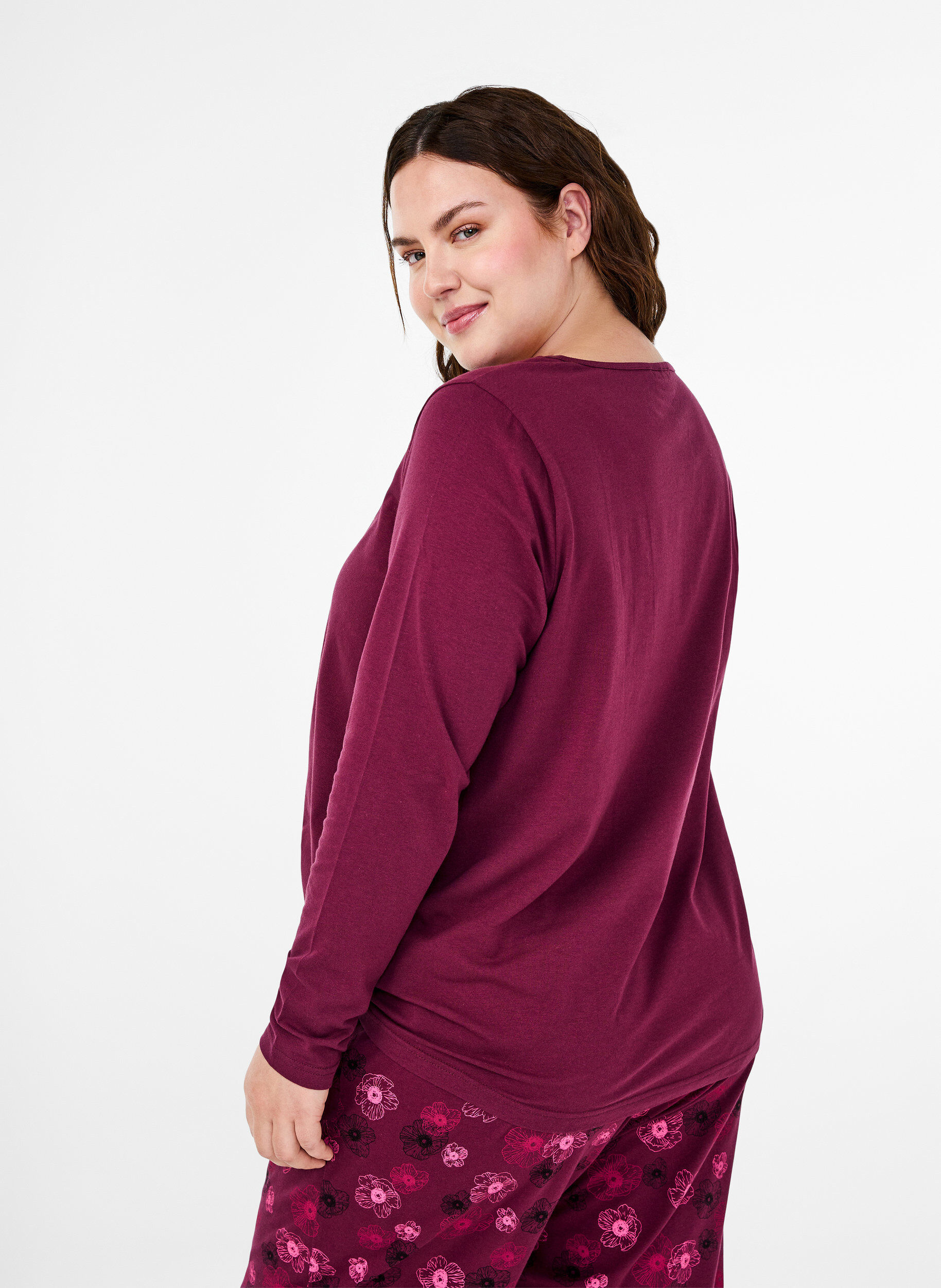 ZizziNachthemd aus Baumwolle mit Text-Aufdruck, Rot, Model image number 2