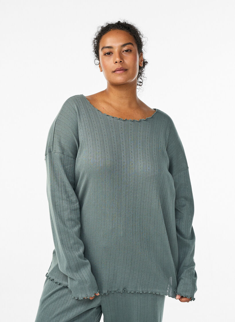 Nachthemd aus Bio-Baumwolle, Grün, Model image number 0