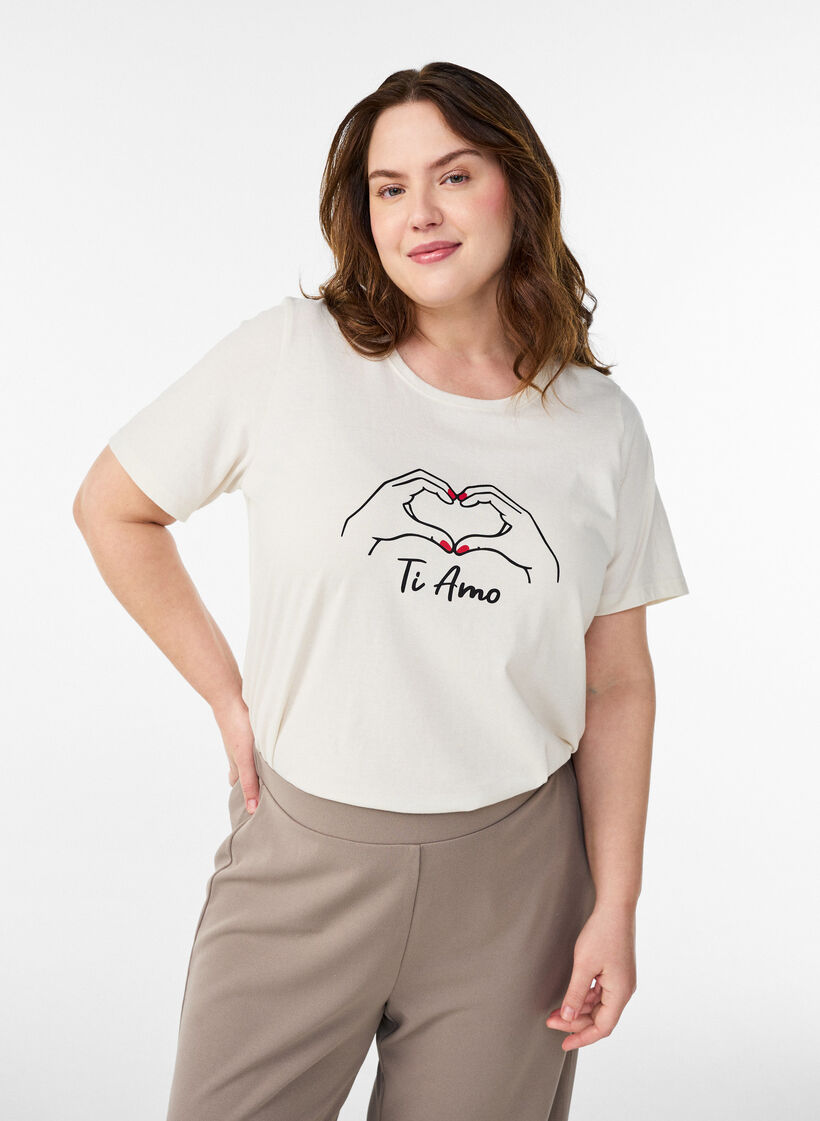 T-Shirt mit Print, Wei&szlig;, Model image number 0