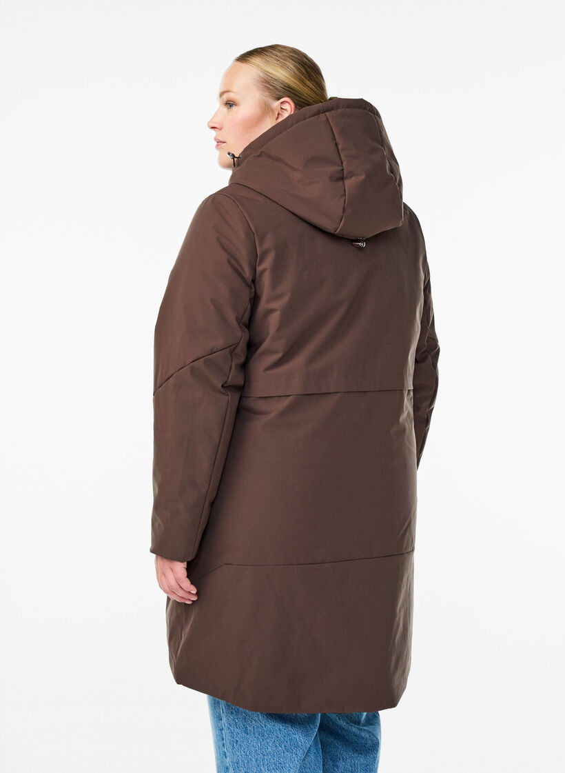 Winterjacke mit verstellbarer Taille, Braun, Model image number 1