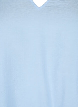  Kurzarm-Bluse aus Viskose mit Stickerei, Chambray Blue, Packshot image number 2