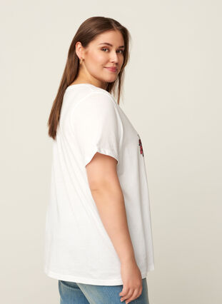 Kurzarm T-Shirt mit Print, Bright White, Model image number 1