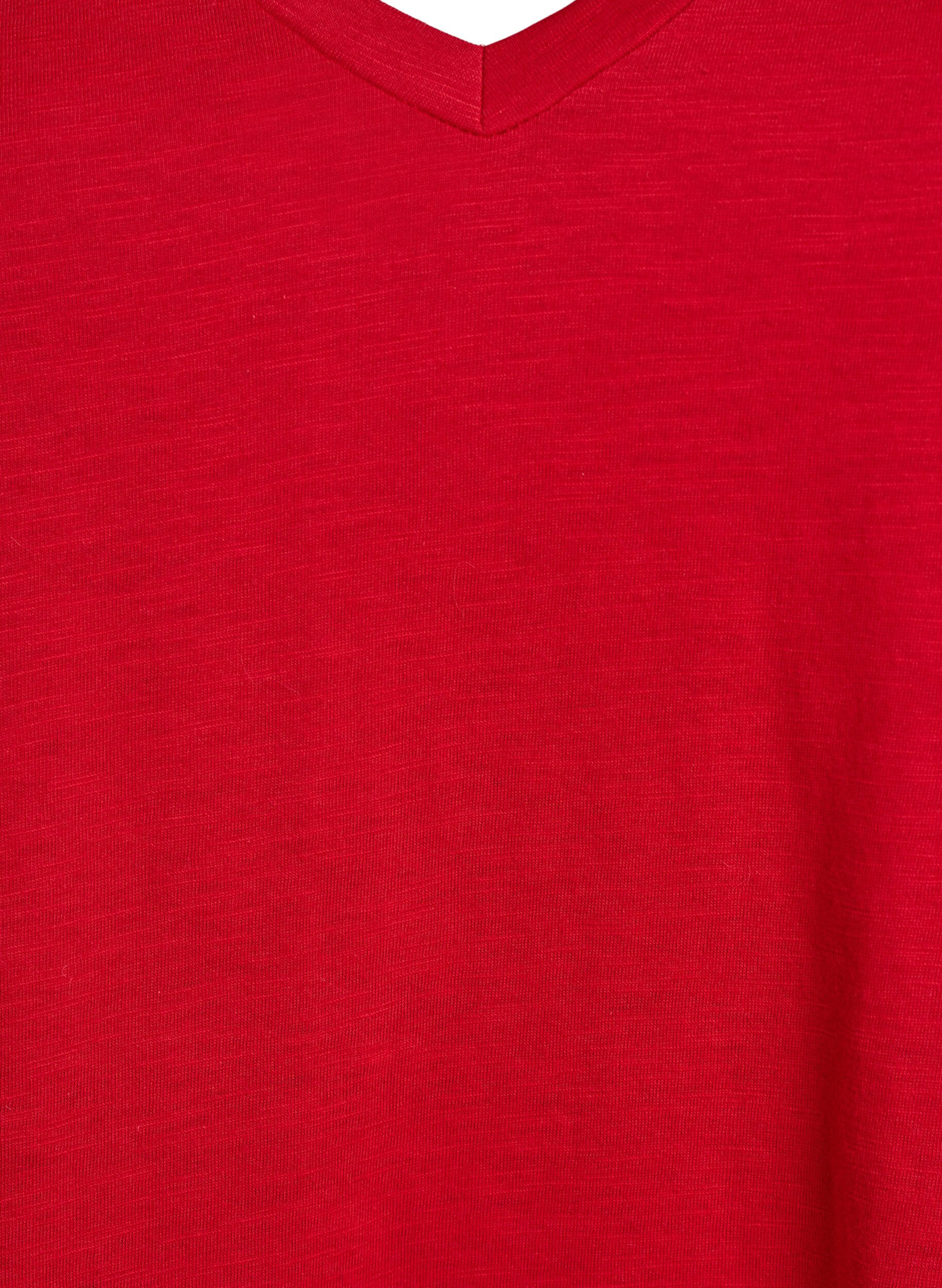 ZizziKurz&auml;rmeliges Basic T-Shirt mit V-Ausschnitt, Rot, Packshot image number 2