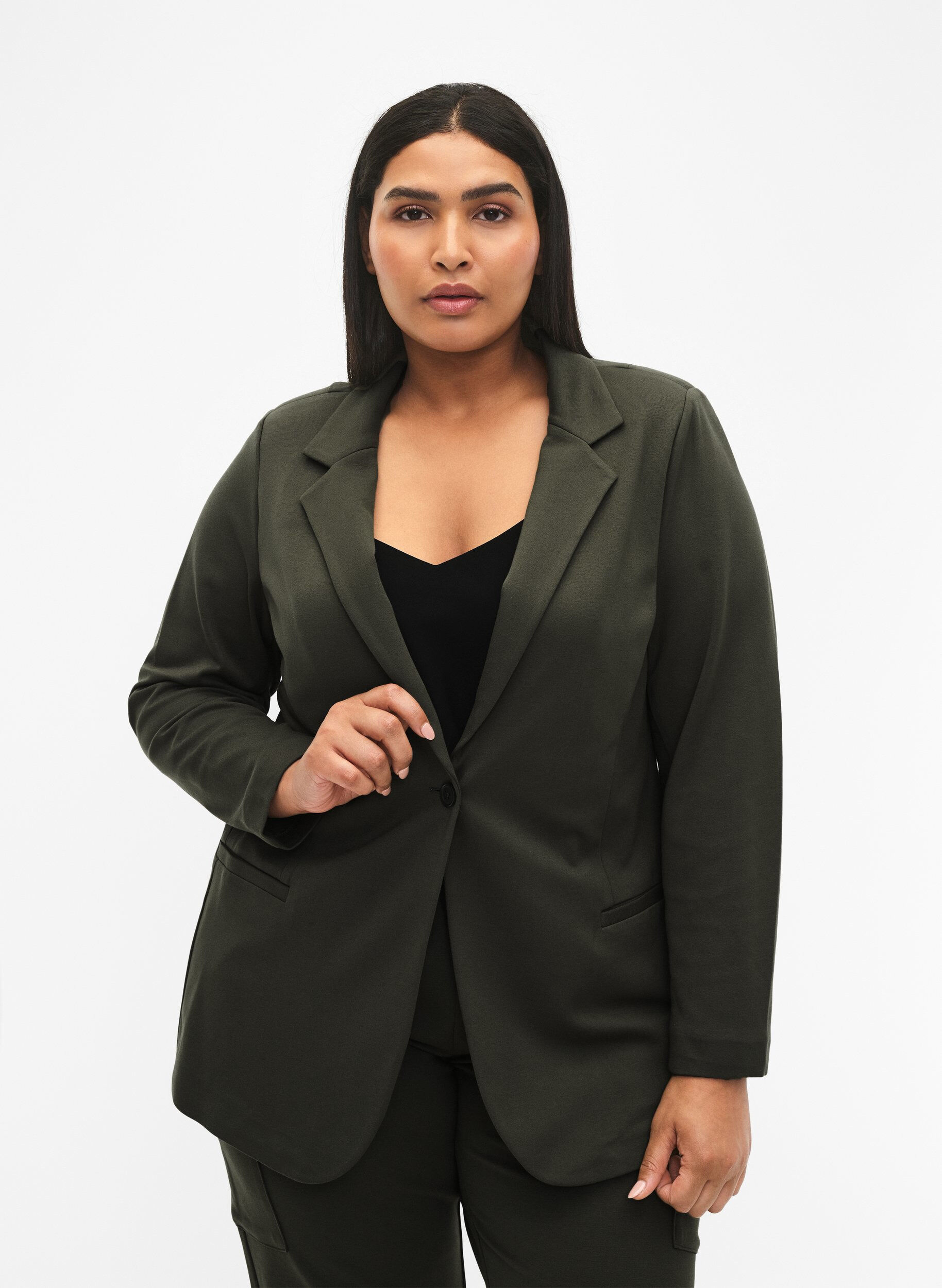 ZizziSchlichter Blazer mit Knopfverschluss, Gr&uuml;n, Model image number 0