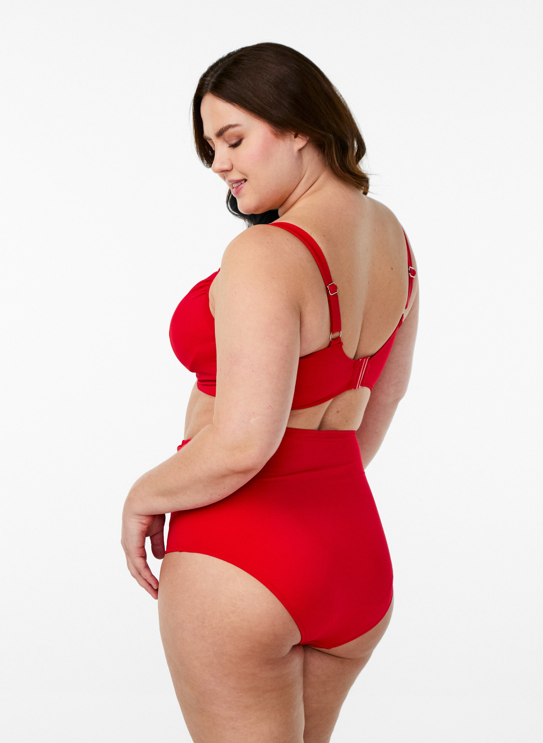 ZizziBikini-Unterteile mit hoher Taille, Rot, Model image number 1