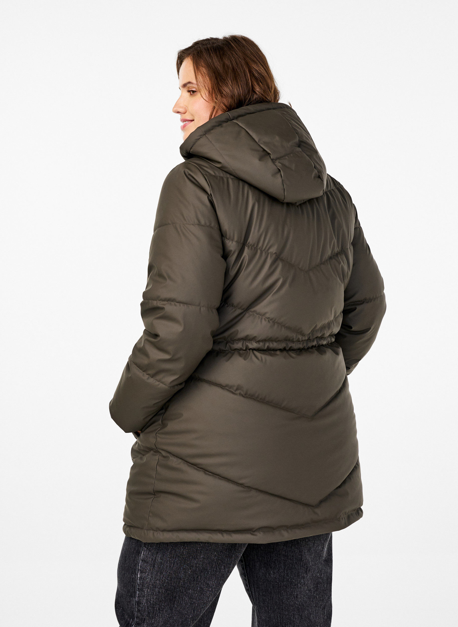 ZizziWasserabweisende Steckenjacke mit Kapuze, Braun, Model image number 2