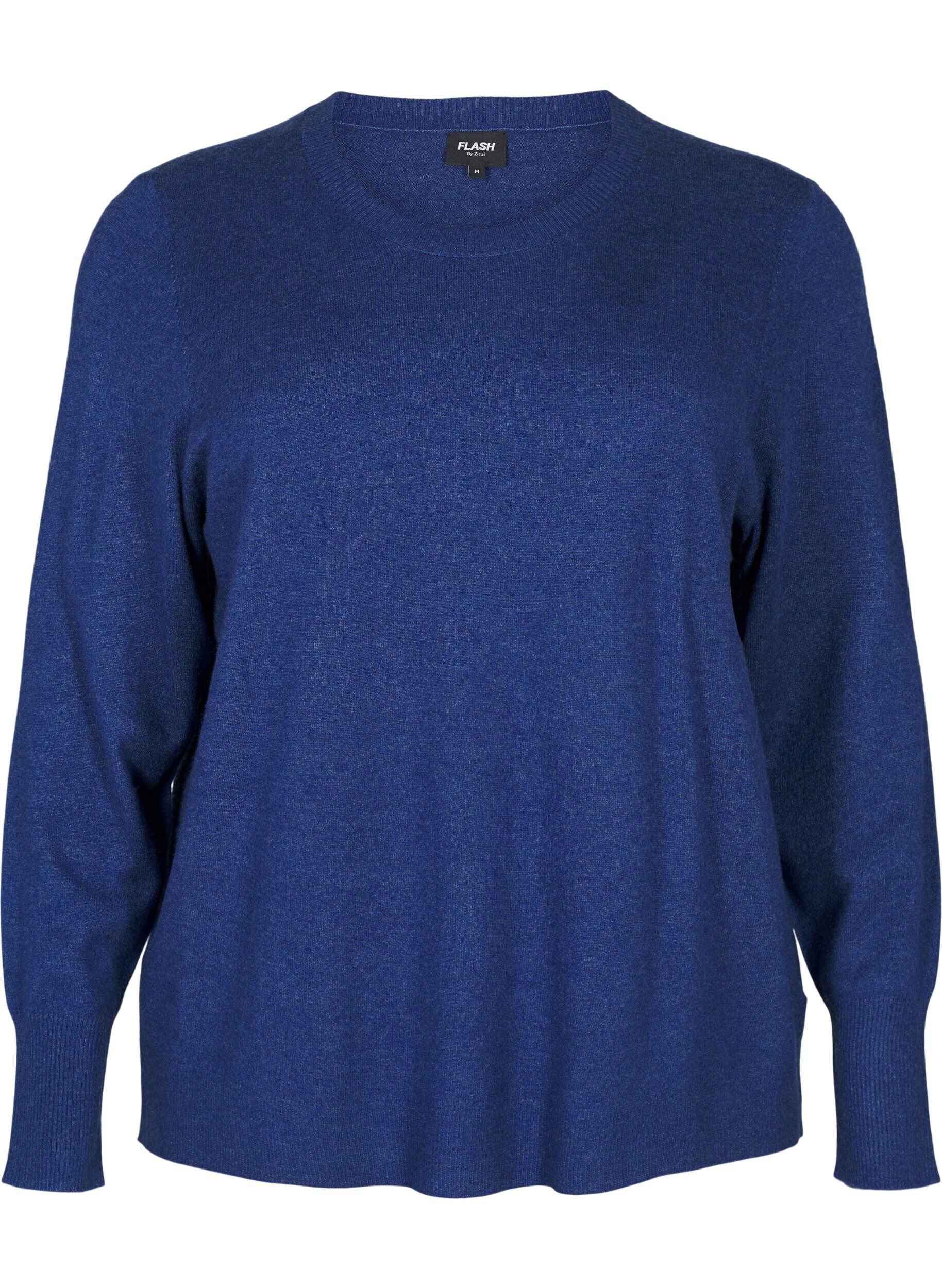 ZizziStrickpullover mit Rundhalsausschnitt, Blau, Packshot image number 0