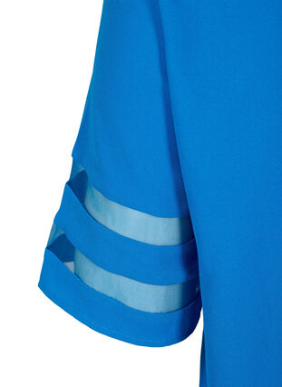 Kurzarm Bluse mit V-Ausschnitt, Princess Blue, Packshot image number 3
