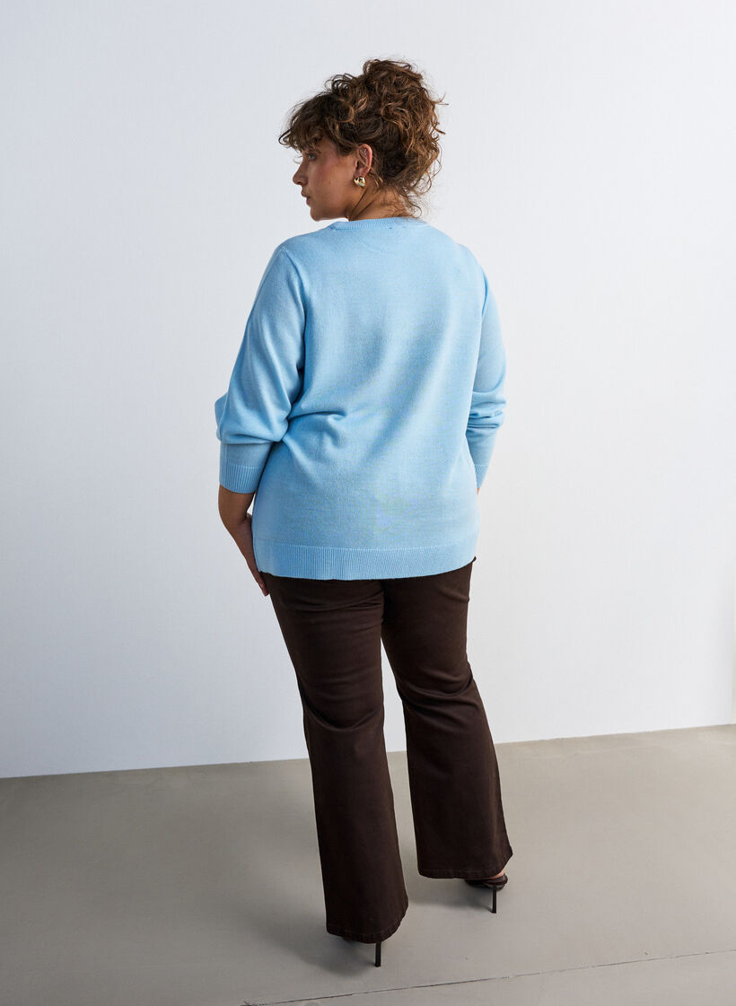 Strickbluse mit Weihnachtsmotiv, Blau, Model image number 2