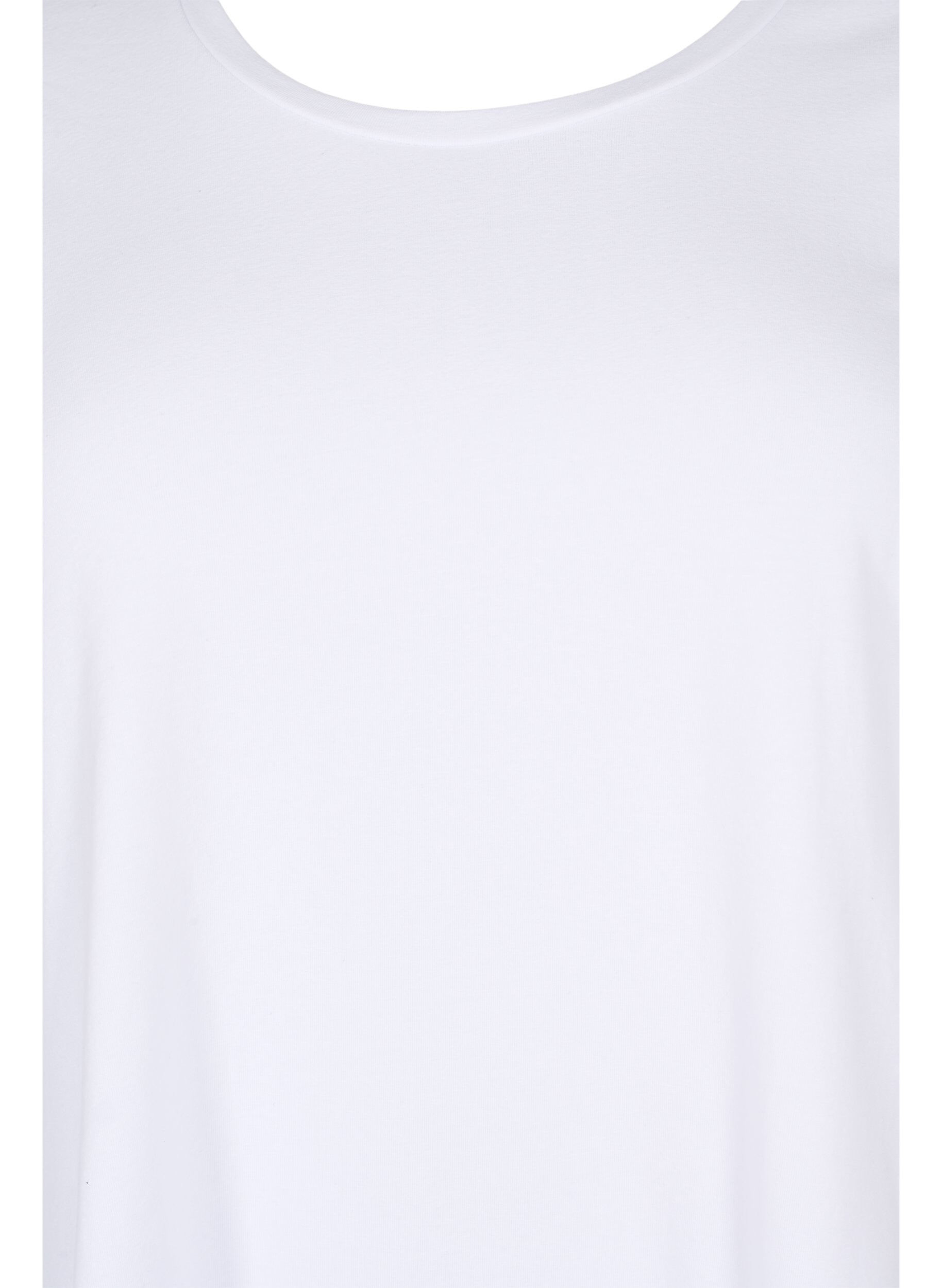 ZizziBasic T-Shirt aus Baumwolle mit 3/4-&Auml;rmeln, Wei&szlig;, Packshot image number 2
