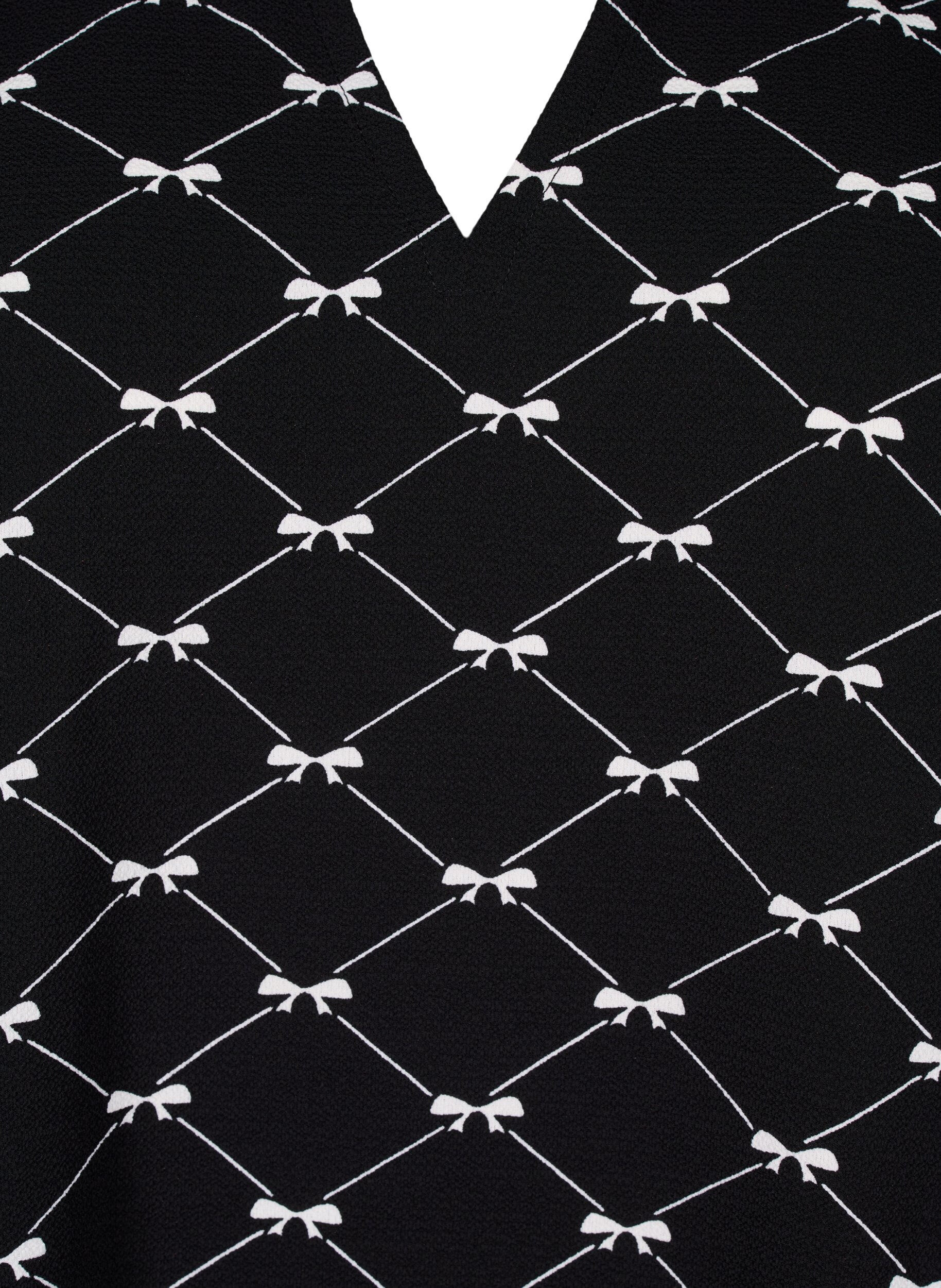 ZizziBluse mit V-Ausschnitt und Schleifendruck, Black Bow AOP, Packshot image number 2