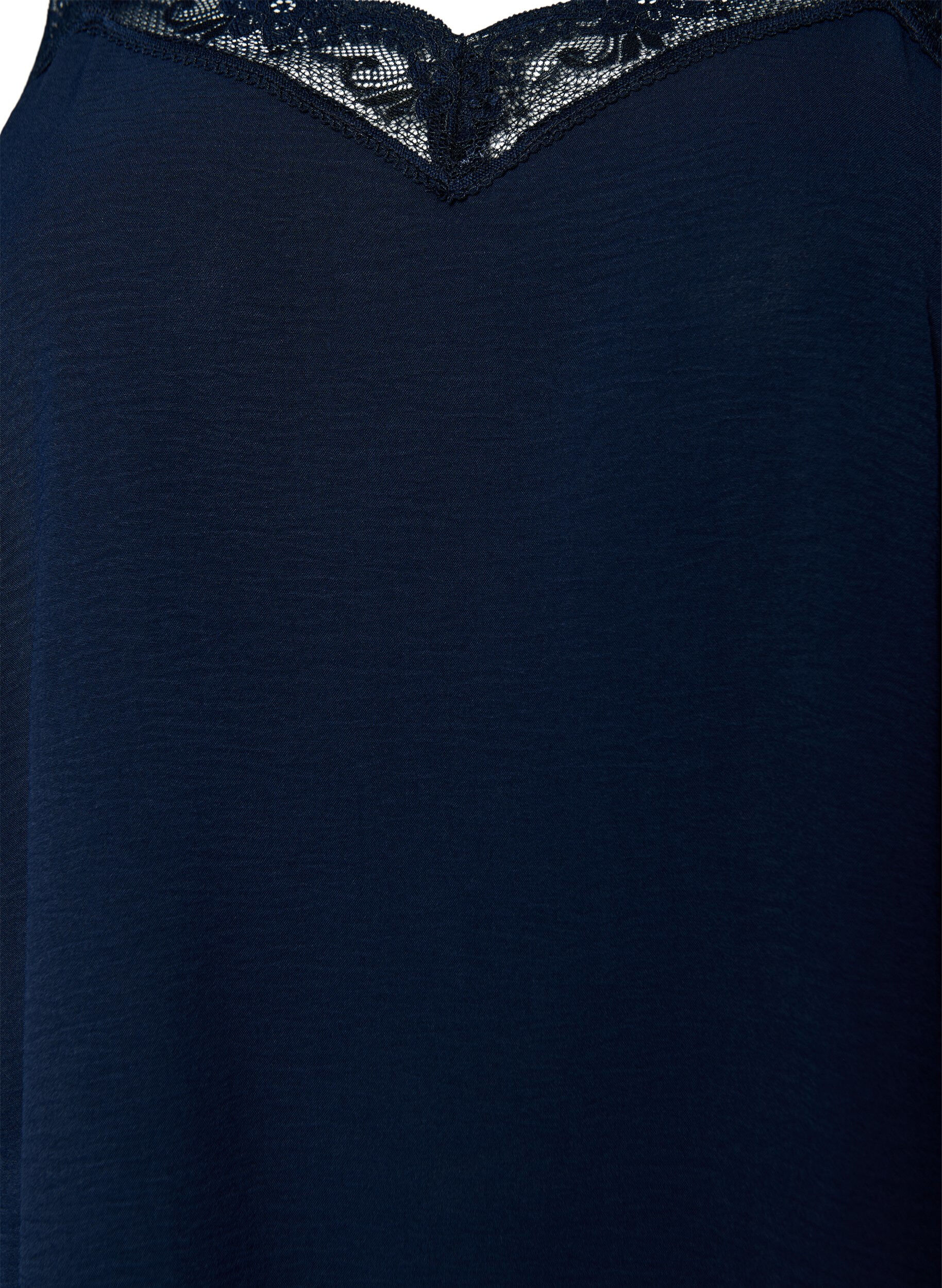 ZizziCami-Top mit V-Ausschnitt und Spitzen, Blau, Packshot image number 2