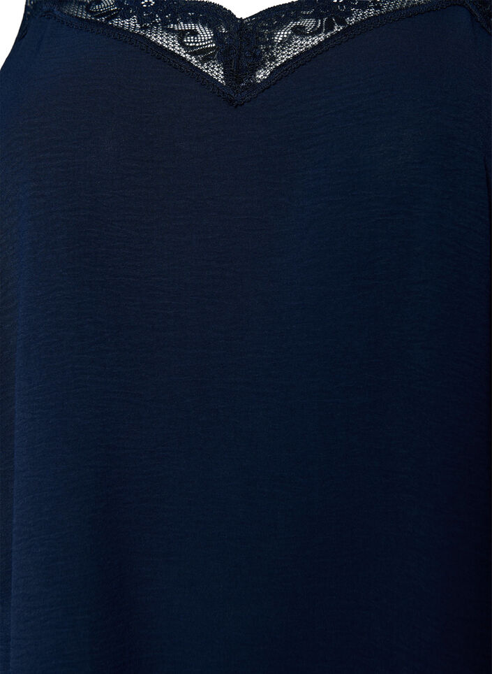 Cami-Top mit V-Ausschnitt und Spitzen, Blau, Packshot image number 2