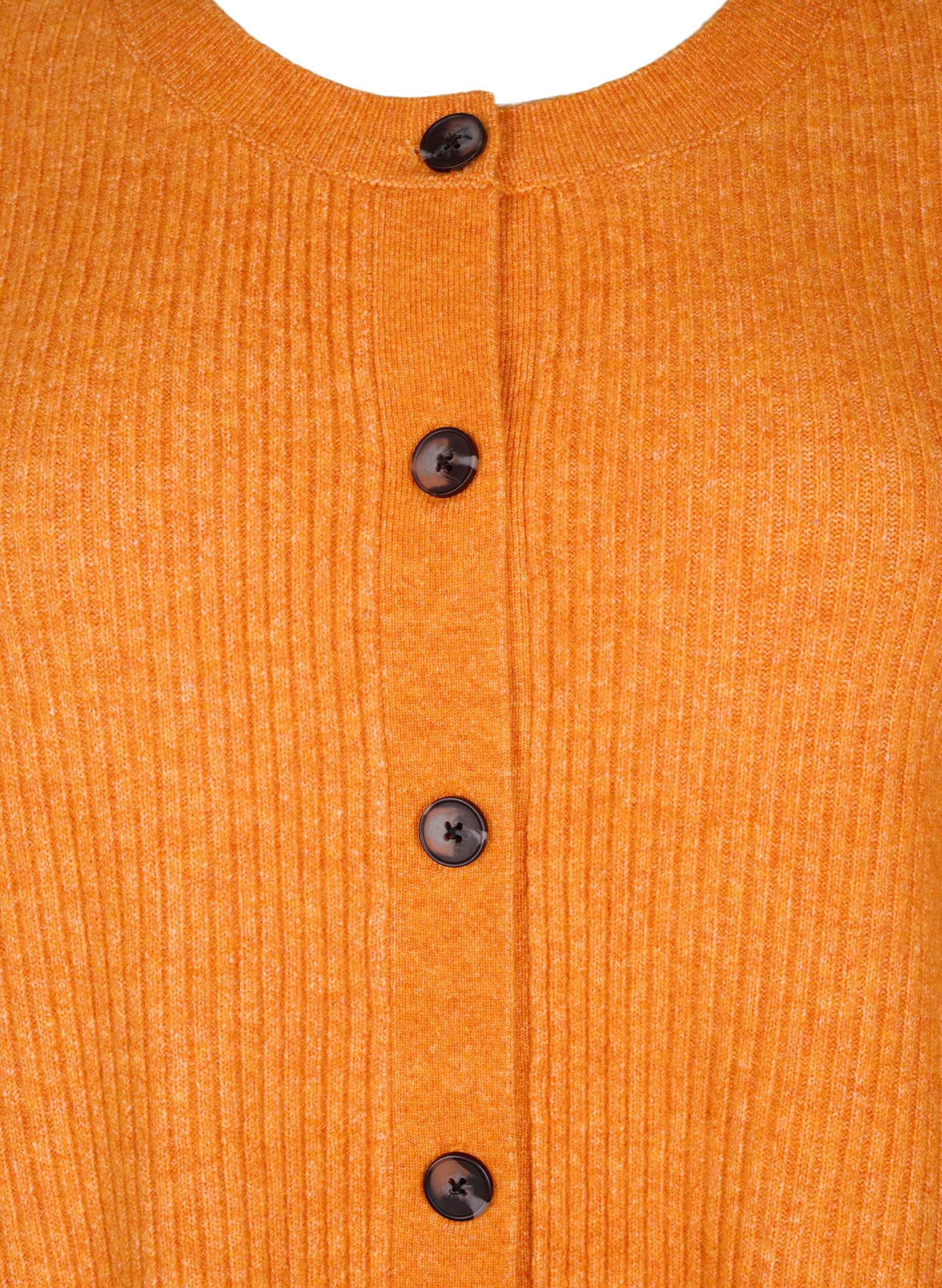 ZizziRippenstrick Strickjacke mit Kn&ouml;pfen, Orange, Packshot image number 2