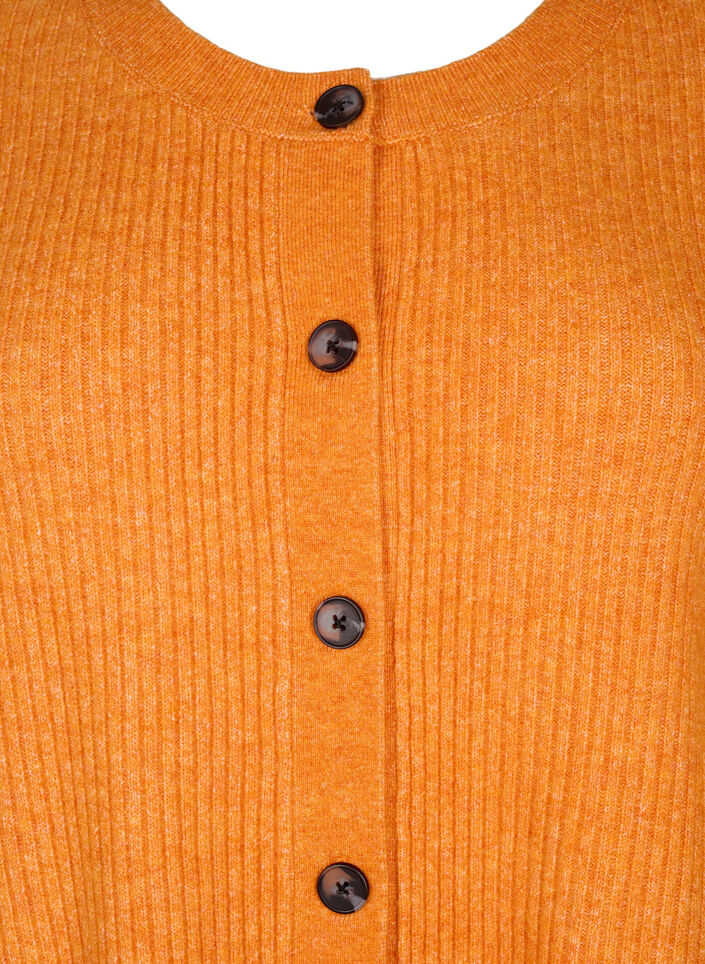 Rippenstrick Strickjacke mit Knöpfen, Orange, Packshot image number 2