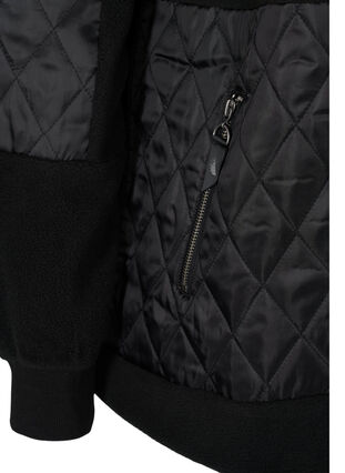 Sportliche Fleecejacke mit Kapuze und Taschen, Black, Packshot image number 3