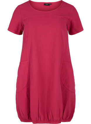 Kurzarm Kleid aus Baumwolle, Sangria, Packshot image number 0