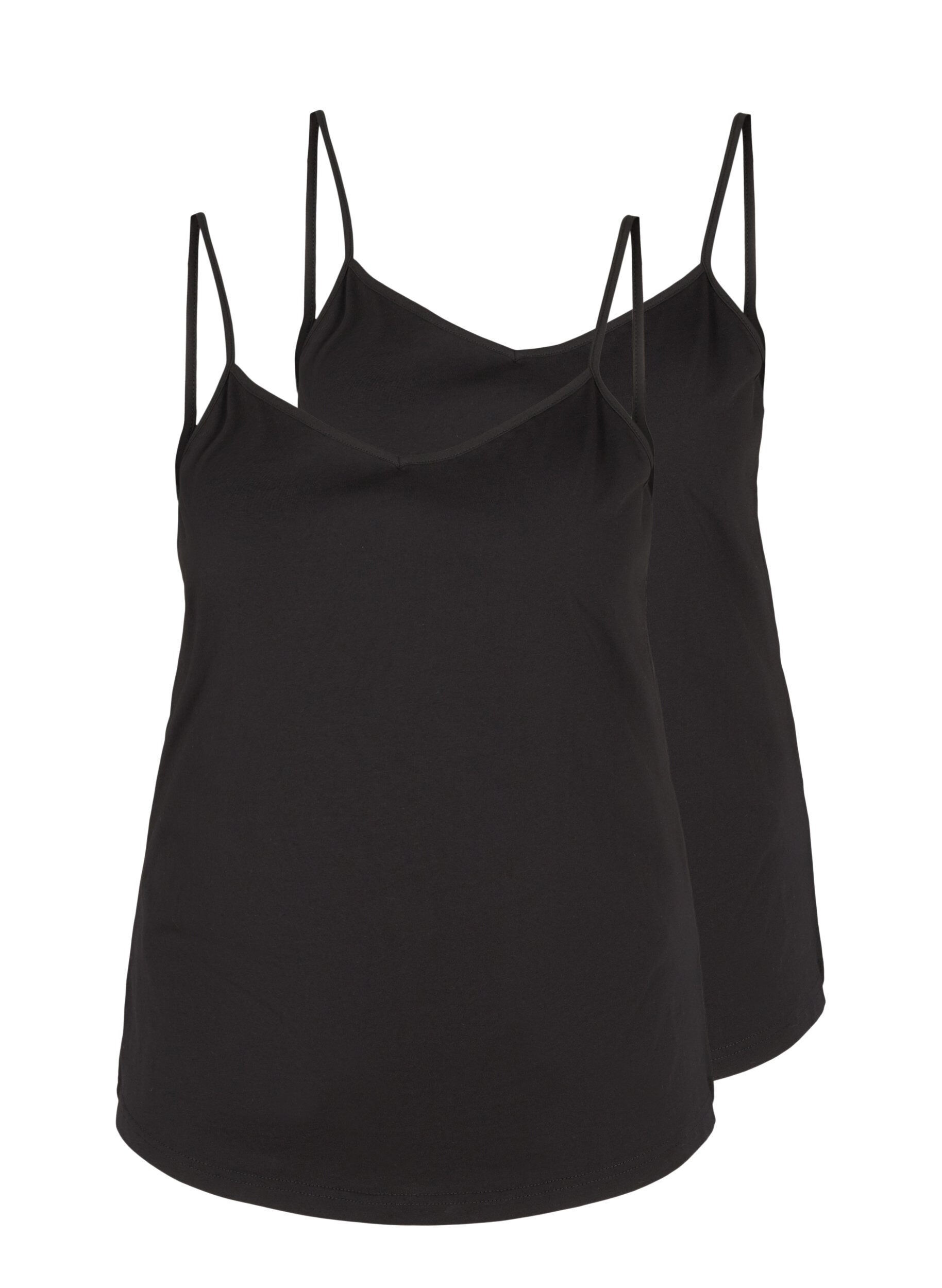 Zizzi2er Packung Basics Top aus Baumwolle, Black, Packshot image number 0