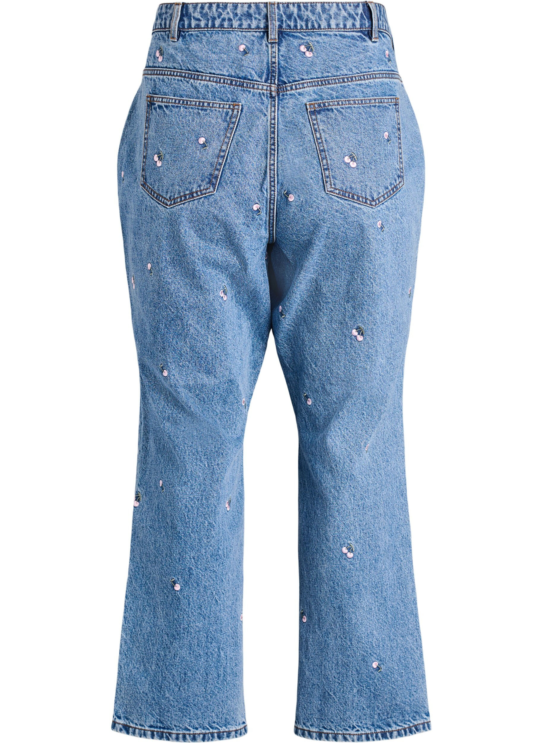 ZizziGemma Jeans mit hoher Taille und aufgestickten Details, Blau, Packshot image number 1