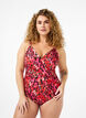Badeanzug mit Print und Wickeleffekt, Red Leopard AOP, Model image number 0