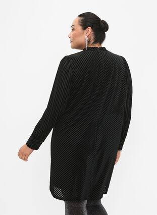 Strukturiertes Kleid aus Velours, Black, Model image number 1