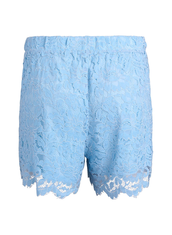 Shorts aus Spitze mit hoher Taille und Taschen, Blau, Packshot image number 1