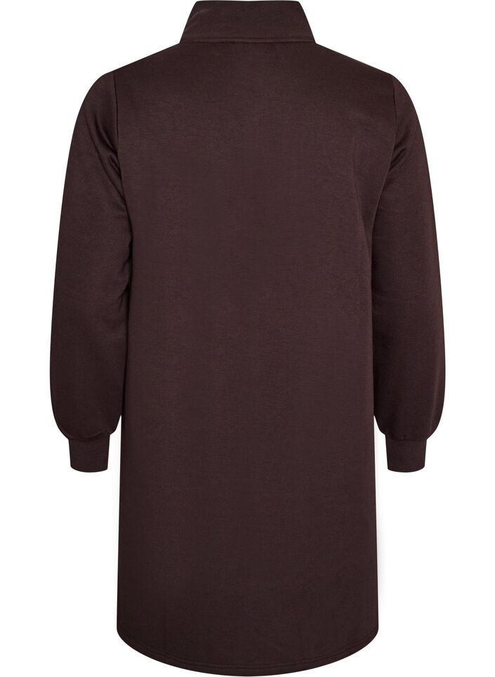 Sweatkleid mit hohem Rippkragen und Rei&szlig;verschluss, Braun, Packshot image number 1