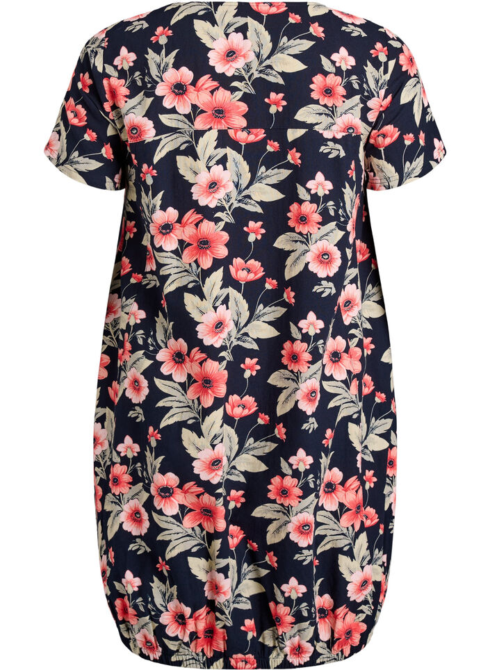 Kurz&auml;rmliges Baumwollkleid mit Print, Blau, Packshot image number 1