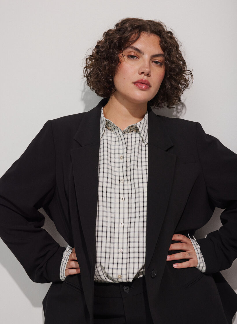 Klassischer Blazer mit 1-Knopf-Verschluss, Schwarz, Model image number 0
