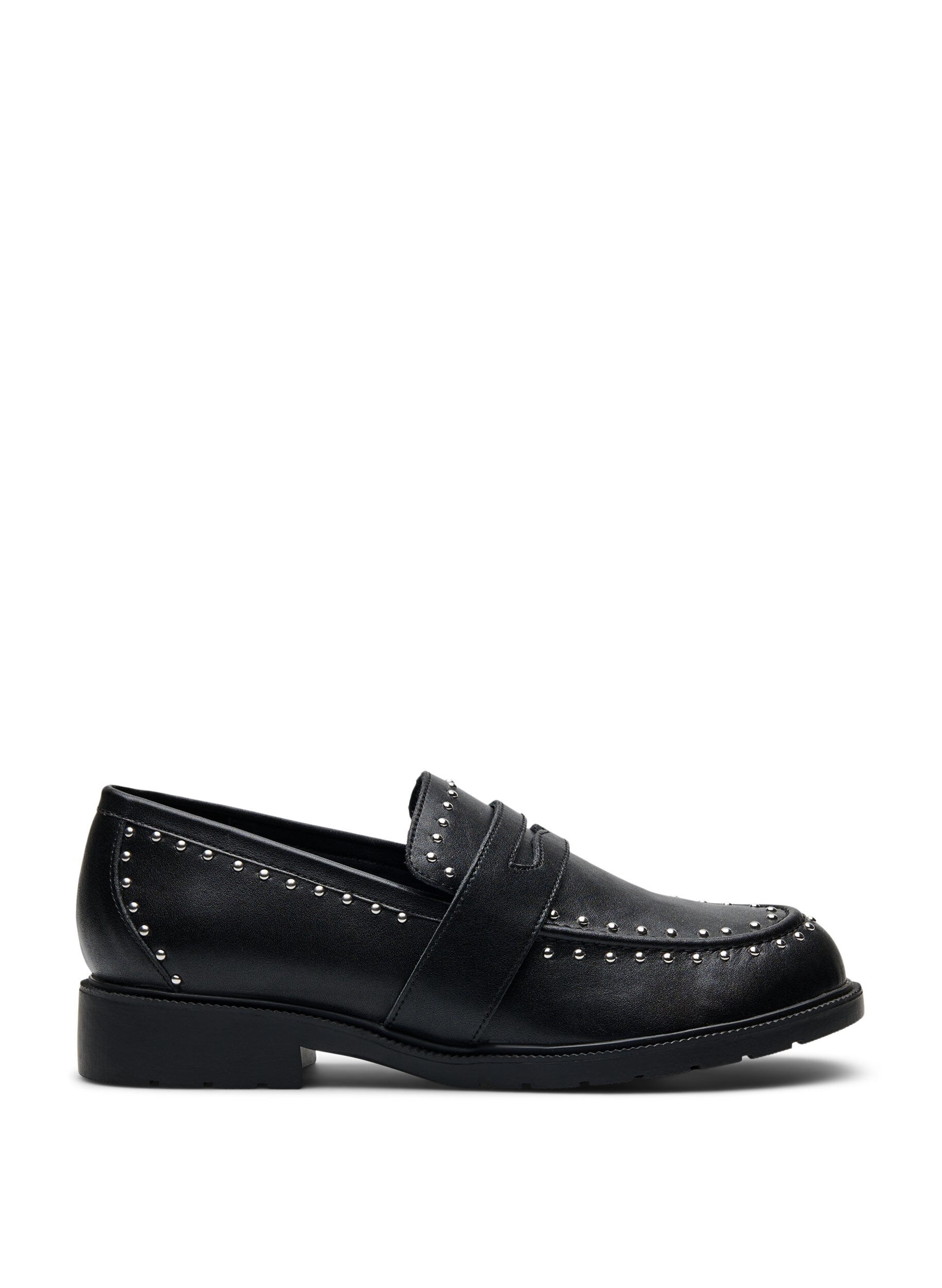 ZizziExtra-Weite - Lederloafer mit Nieten, Schwarz, Packshot image number 0