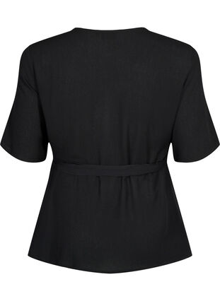 Bluse aus Viskose mit Wickel-Optik, Black, Packshot image number 1