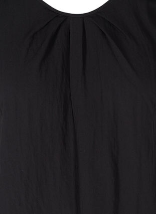 Kurzarm Bluse aus Viskose mit Rundhals, Black, Packshot image number 2