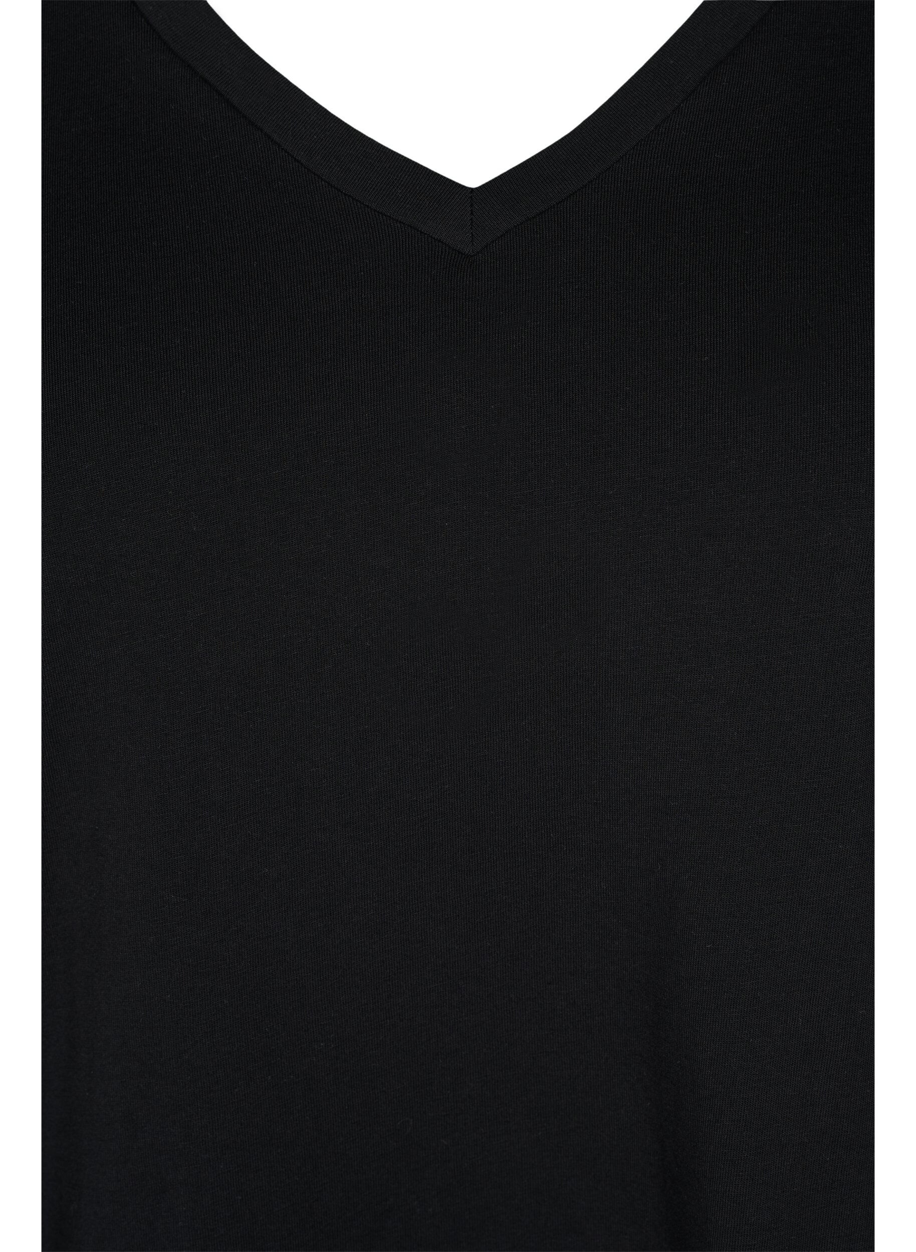 Zizzi2er-Pack basic T-Shirts aus Baumwolle, Black/Bright W, Packshot image number 2