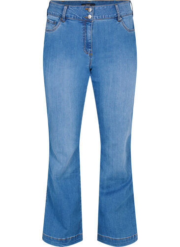 Hochtaillierte Ellen-Jeans mit Bootcut, Blue denim, Packshot image number 0