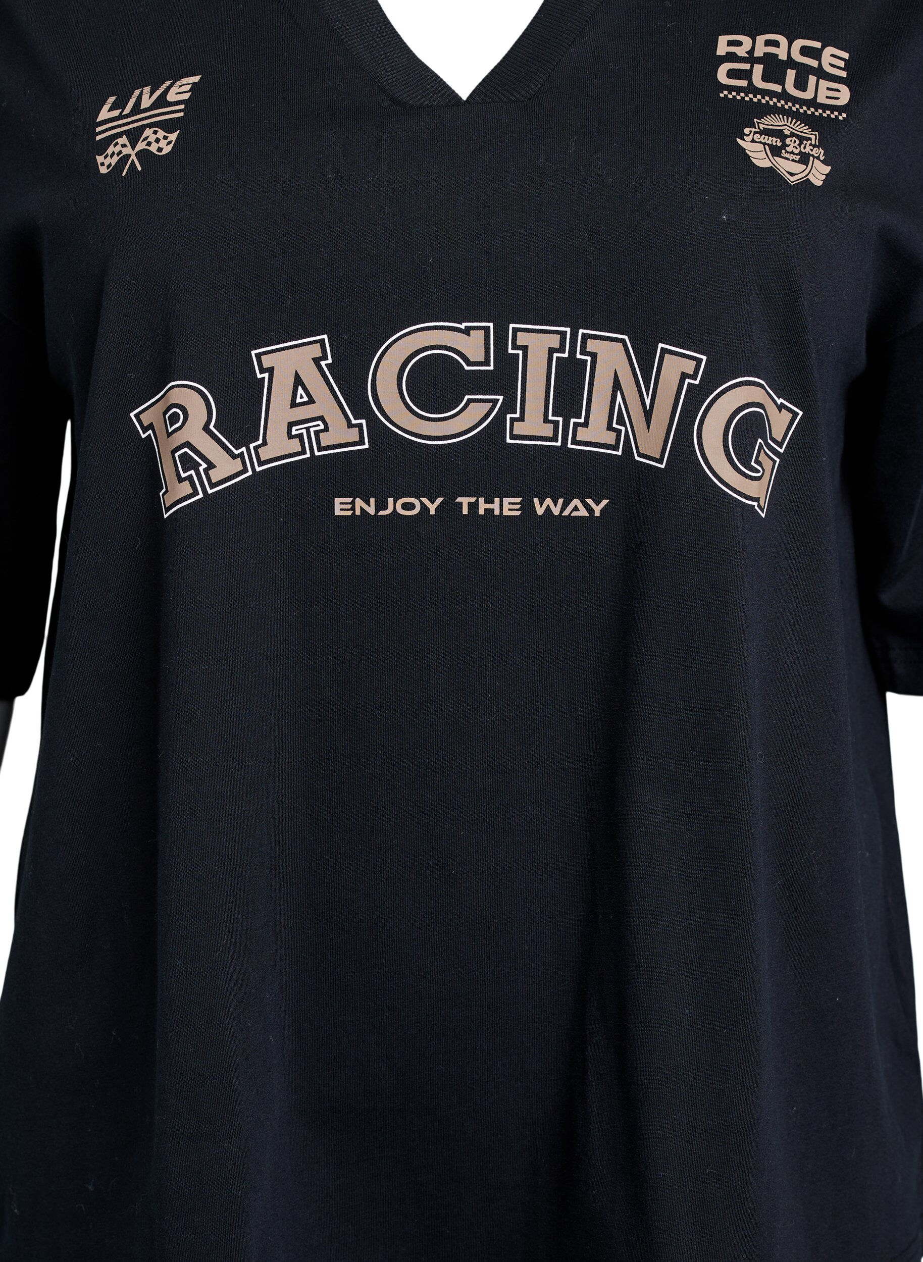ZizziOversize-T-Shirt mit Racing-Print, Schwarz, Packshot image number 2