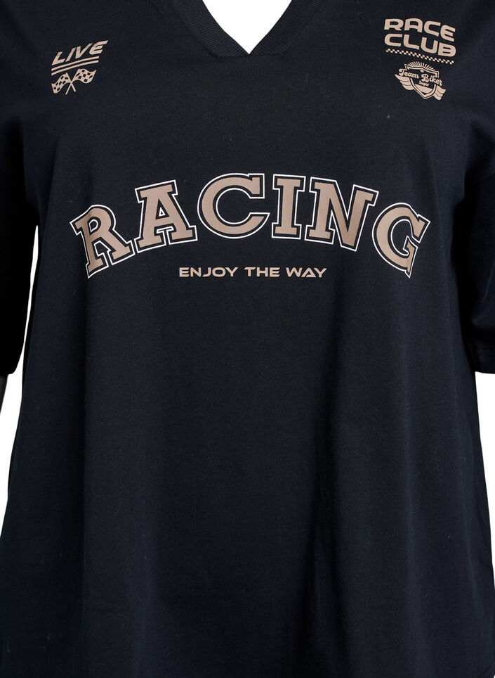 Oversize-T-Shirt mit Racing-Print, Schwarz, Packshot image number 2