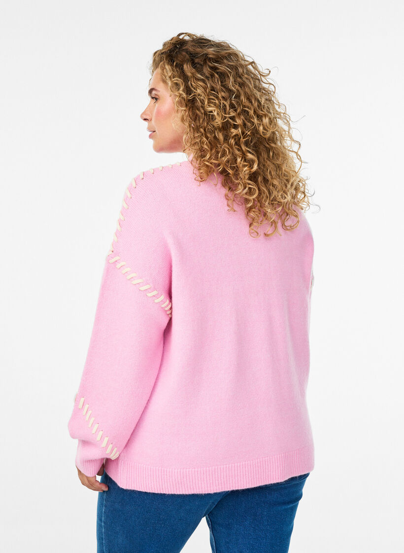 Pullover mit Ziernähten, Pink, Model image number 2