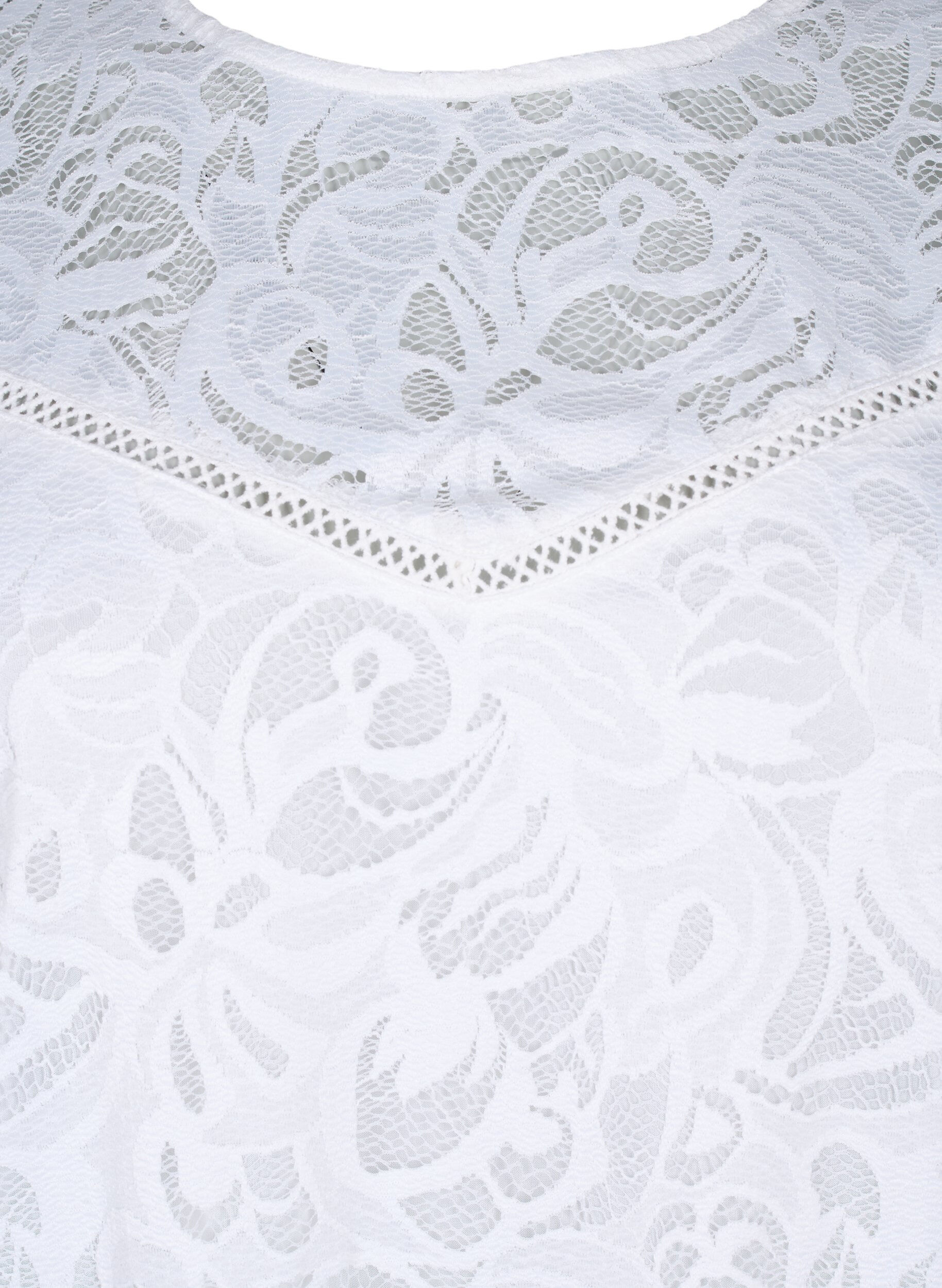 ZizziBluse mit Spitze und kurzen &Auml;rmeln, Bright White, Packshot image number 2